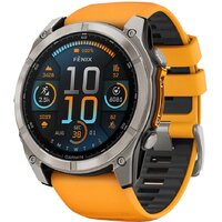 Garmin Fenix 8 Sapphire 51мм (титановый, оранжевый силиконовый ремешок)