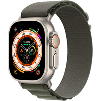Apple Watch Ultra LTE 49 мм (титановый корпус, титановый/темно-зеленый, текстильный ремешок размера L)