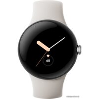 Google Pixel Watch LTE (глянцевый серебристый/мел, спортивный силиконовый ремешок) Image #1