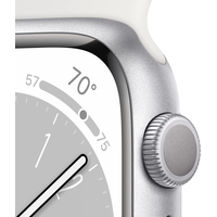 Apple Watch Series 8 41 мм (алюминиевый корпус, серебристый/белый, спортивные силиконовые ремешки S/M + M/L) Image #3
