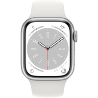 Apple Watch Series 8 41 мм (алюминиевый корпус, серебристый/белый, спортивные силиконовые ремешки S/M + M/L) Image #2