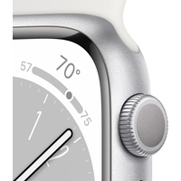 Apple Watch Series 8 45 мм (алюминиевый корпус, серебристый/белый, спортивный силиконовый ремешок M/L) Image #3