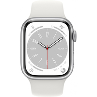 Apple Watch Series 8 45 мм (алюминиевый корпус, серебристый/белый, спортивный силиконовый ремешок M/L) Image #2