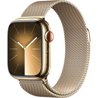Apple Watch Series 9 LTE 41 мм (корпус из нержавеющей стали, золотистый/миланский золотистый)