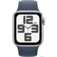 Apple Watch SE 2 40 мм (алюминиевый корпус, серебристый/грозовой синий, спортивный силиконовый ремешок S/M) Image #2