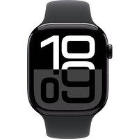 Apple Watch Series 10 46 мм (алюминиевый корпус, черный/черный, спортивный силиконовый ремешок M/L) Image #2