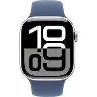 Apple Watch Series 10 42 мм (алюминиевый корпус, серебристый/синий, спортивный силиконовый ремешок S/M) Image #2