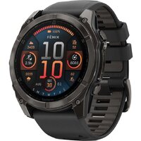 Garmin Fenix 8 Sapphire 51мм (угольно-серый DLC, пепельно-черный силиконовый ремешок)