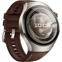 Huawei Watch 5 46 мм (титановый, с коричневым силиконовым ремешком, международная версия) Image #5