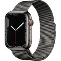 Apple Watch Series 7 LTE 45 мм (сталь графитовый/миланский черный)