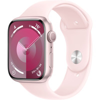 Apple Watch Series 9 45 мм (алюминиевый корпус, розовый/розовый, спортивный силиконовый ремешок M/L) Image #1