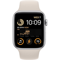 Apple Watch SE 2 44 мм (алюминиевый корпус, серебристый/звездный свет, спортивные силиконовые ремешки S/M + M/L) Image #2