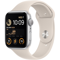 Apple Watch SE 2 44 мм (алюминиевый корпус, серебристый/звездный свет, спортивные силиконовые ремешки S/M + M/L)