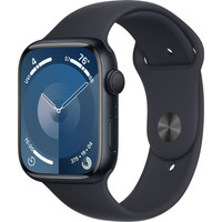 Apple Watch Series 9 45 мм (алюминиевый корпус, полуночный/полуночный, спортивный силиконовый ремешок S/M) Image #1