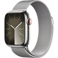 Apple Watch Series 9 LTE 41 мм (корпус из нержавеющей стали, серебристый/миланский серебристый)