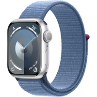 Apple Watch Series 9 41 мм (алюминиевый корпус, серебристый/зимний синий, нейлоновый ремешок)
