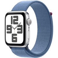 Apple Watch SE 2 44 мм (алюминиевый корпус, серебристый/зимний синий, нейлоновый ремешок)