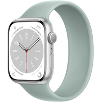 Apple Watch Series 8 45 мм (алюминиевый корпус, серебристый/суккулент, силиконовый ремешок)