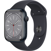 Apple Watch Series 8 45 мм (алюминиевый корпус, полуночный/полуночный, спортивный силиконовый ремешок M/L)