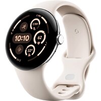 Google Pixel Watch 3 45 мм (полированное серебро/фарфор, спортивный силиконовый ремешок) Image #1