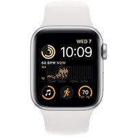 Apple Watch SE 2 40 мм (алюминиевый корпус, серебристый/белый, спортивный силиконовый ремешок M/L) Image #2