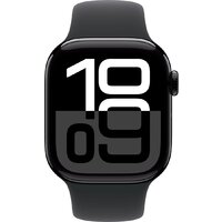 Apple Watch Series 10 42 мм (алюминиевый корпус, черный/черный, спортивный силиконовый ремешок M/L) Image #2