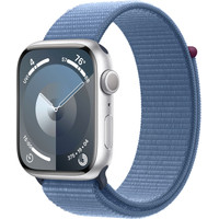 Apple Watch Series 9 45 мм (алюминиевый корпус, серебристый/зимний синий, нейлоновый ремешок)