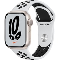 Apple Watch Nike Series 7 41 мм (звездный свет/чистая платина, черный)