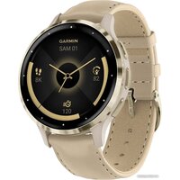 Garmin Venu 3S (френч-грей, с кожаным ремешком)