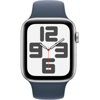 Apple Watch SE 2 44 мм (алюминиевый корпус, серебристый/грозовой синий, спортивный силиконовый ремешок M/L) Image #2