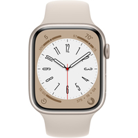 Apple Watch Series 8 45 мм (алюминиевый корпус, звездный свет/звездный свет, спортивный силиконовый ремешок M/L) Image #2