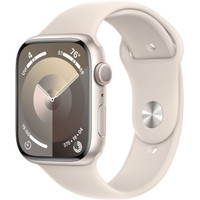 Apple Watch Series 9 45 мм (алюминиевый корпус, звездный свет/звездный свет, спортивный силиконовый ремешок M/L) Image #1