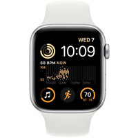 Apple Watch SE 2 44 мм (алюминиевый корпус, серебристый/белый, спортивный силиконовый ремешок S/M) Image #2