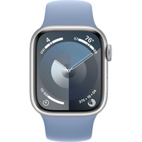 Apple Watch Series 9 41 мм (алюминиевый корпус, серебристый/зимний синий, спортивный силиконовый ремешок S/M) Image #2