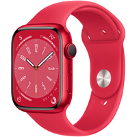 Apple Watch Series 8 45 мм (алюминиевый корпус, красный/красный, спортивный силиконовый ремешок M/L)