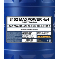 Mannol Maxpower 4x4 75W-140 20л Image #2