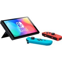 Nintendo Switch OLED (черный, с неоновыми Joy-Con) Image #3