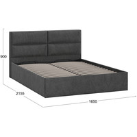 Кровать Трия Глосс универсальный тип 1 с ПМ 160x200 (микровелюр Wellmart Graphite) - Изображение №4 — Chaika Market