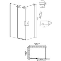 Grossman Classic 110x90x195 120.K33.04.1190.21.10 (черный матовый/тонированное стекло) Image #10