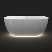 Wellsee Chic Riviera 149x78 23680404R (отдельностоящая ванна с подсветкой белый глянец, экран, ножки, сифон-автомат золото)