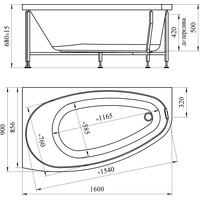 Radomir Орсини 160x90L 1-01-2-1-1-032К (с экраном, сифон хром) Image #2