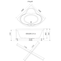 Triton Грация 140x140 Стандарт Flat (с гидромассажем) Image #2