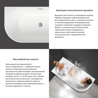Wellsee Belle Spa 150x75 235701003 (пристенная ванна (левая) белый глянец, экран, каркас, сифон-автомат матовый черный) Image #5