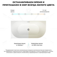 Wellsee Belle Spa 150x75 235701003 (пристенная ванна (левая) белый глянец, экран, каркас, сифон-автомат матовый черный) Image #7