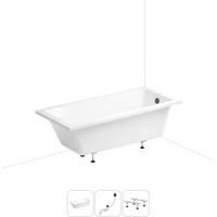 Wellsee FreeDom 180x85 231103007 (встраиваемая ванна белый глянец, ножки, сифон-автомат матовый черный) Image #1