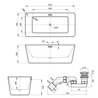 Wellsee DeSire 167,5x78 231502002 (отдельностоящая ванна белый глянец, экран, ножки, сифон-автомат глянцевый белый) Image #10