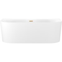 Wellsee Collaro 180x80 28910204R (пристенная ванна белый глянец, экран, ножки, сифон-автомат золото)