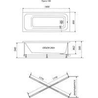 Triton Прага 180x80 (с ножками, сифоном и экраном) Image #7