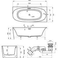 Wellsee Belle Spa 2.0 170x75 235806004 (пристенная ванна (правая) белый глянец, экран, каркас, сифон-автомат золото) Image #10