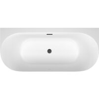 Wellsee Collaro 180x80 28910203R (пристенная ванна белый глянец, экран, ножки, сифон-автомат матовый черный) Image #4